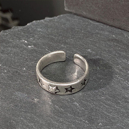 Adjustable Simple Ring Stacked 5-pointed Star Jewelry Fashion Unisex Design