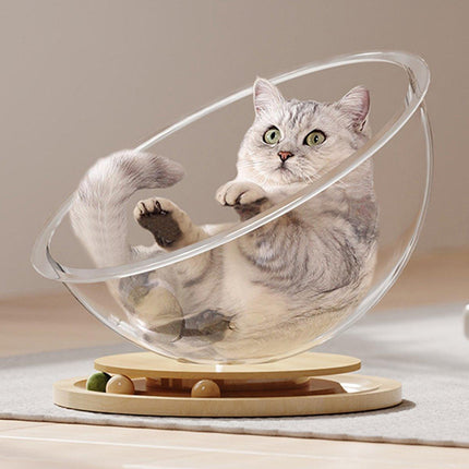 Four Seasons Acrylic Space Capsule Cat Bed Semi-closed Cool Nest Turntable Toy