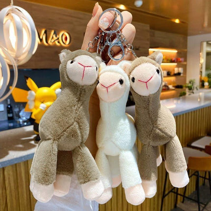 Cute Mini Alpaca Soft Plush Stuffed Doll Toys Keychain Cartoon Bag Pendant - Aimall