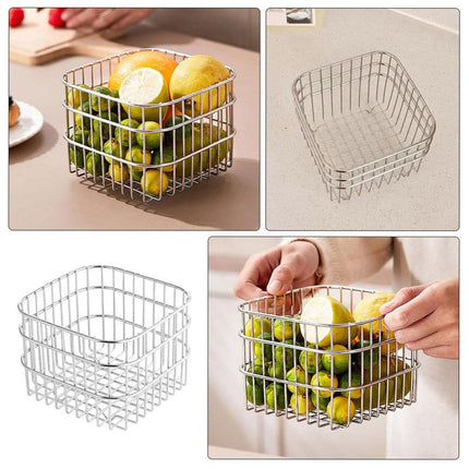 Stainless Steel Household Storage Basket Square Organizer for Kitchen and Home