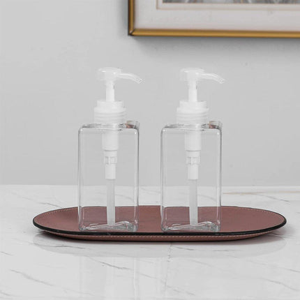 2PCS Square Bottle Travel Cosmetic Hand Soap Shampoo Lotion Dispenser Refillable