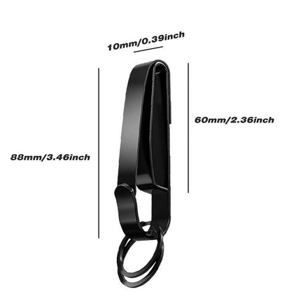 4PCS Black Keychain with Dual Rings Stainless Steel Belt Clip Wear Belt Buckle
