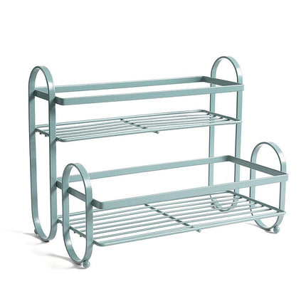 Iron Double Storage Shelf Organiser Durable Metal Rack for Kitchen Bathroom Use