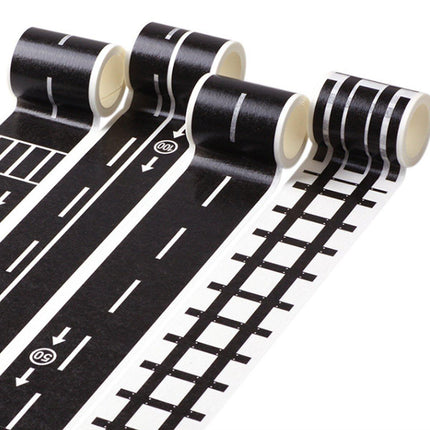 4pcs Kids DIY Road Track Traffic Tape Railway Highway Play Adhesive Tape Set