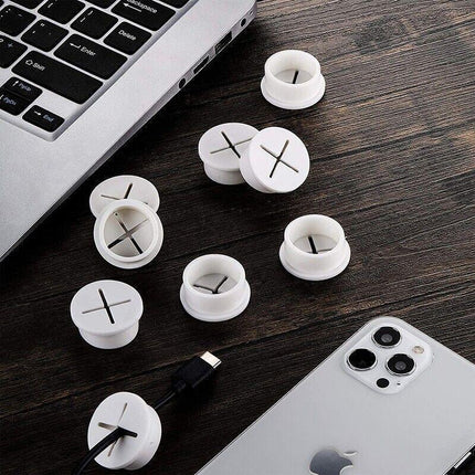10 PCS 20mm Desk Cord Grommet, Flexible Silicone Cable Hole Cover Round Gasket - Aimall