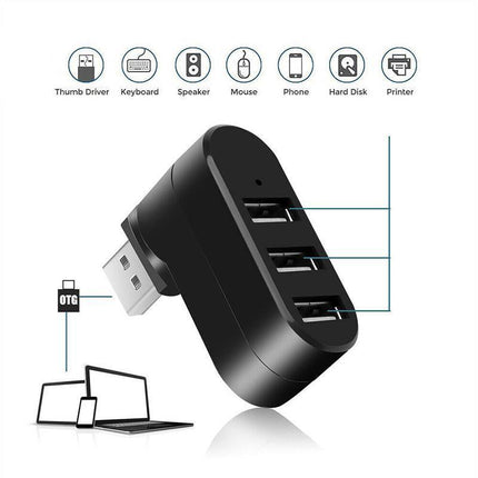 3 Port USB HUB Distribution Splitter Adapter Super Speed Data Hub For Laptop PC - Aimall