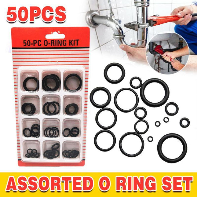 Rubber O-Ring Assortment Kit 50PC- Pack O-Rings Set Automotive Plumbing Seals - Aimall
