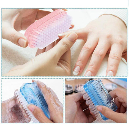 4PCS Two Sided Nail Brush Soft Stiff Bristles Hand Fingernail Scrubber Tool