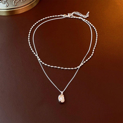 Love Butterfly Pearl Tassel Double Layer Necklace Elegant Jewelry Women Fashion