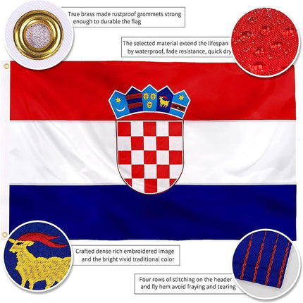 New Large Croatia Flag Pride Heavy Duty Outdoor 90cm x 150cm Croatian Banner - Aimall