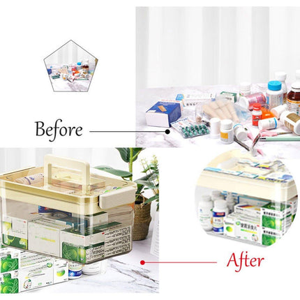 Large Capacity Two-Layer Medicine Box Household Transparent Medical Storage Box