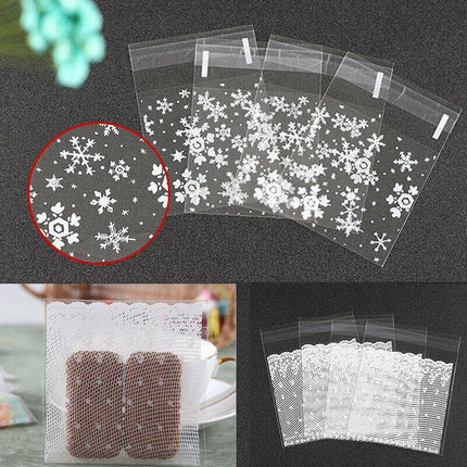 Clear Dots Self Adhesive Cookie Gift DIY Bag Plastic Candy Package Bags Snowflake - Aimall