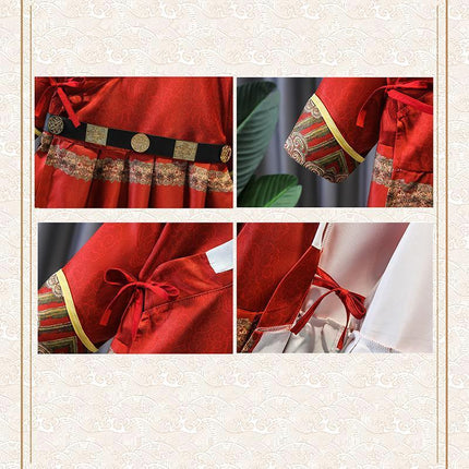 Red Hanfu Boys Girl Traditional Chinese Dress Clothes Ancient Children's Performance - Aimall