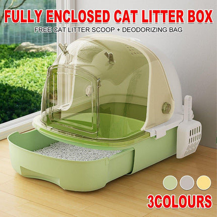 Large Fully Enclosed Cat Litter Box Drawer Type Easy Clean Cat Litter Pan Indoor