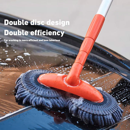 Retractable Double Head Car Cleaning Tool Chenille Wash Mop Rotating Soft Brush
