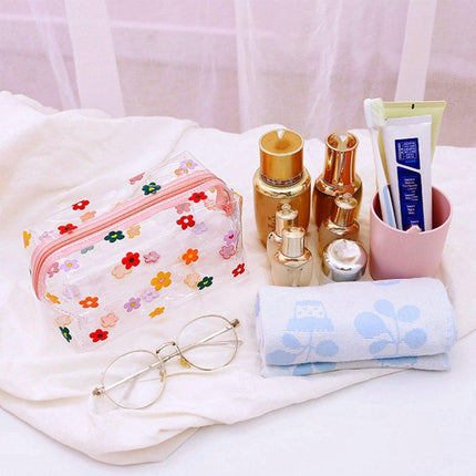 2PCS Large Capacity Transparent PVC Travel Bag Women Portable Wash Storage Bag