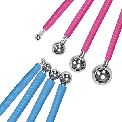 4X Fondant Cake Flower Decorating Clay Sugarcraft Ball Engraved Embossing Stick - Aimall