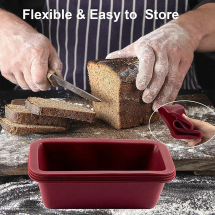 4PCS Silicone Bread Loaf Mold Rectangular Cake Baking Tray Nonstick DIY Bakeware