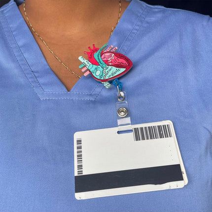 3PCS Nurse Medical Heart Shaped Student ID Badge Tag Easy Closure Lanyard Holder