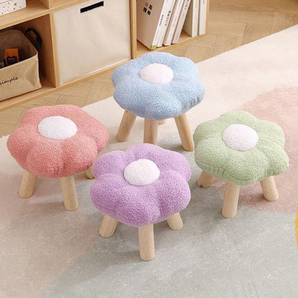 Small Flower Short Stool for Entryway or Living Room Shoe Bench or Footrest