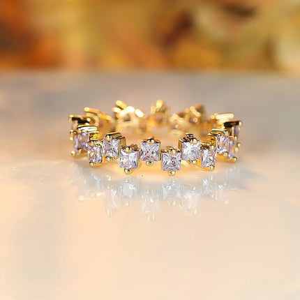 Square Design 1.2ct Simulated Diamond Women Engagement Ring Rose Gold Plated - Aimall