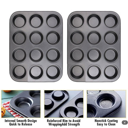 2pcs 12 Holes Round Cake Mould Baking Pan for DIY Cake Making and Baking Tools