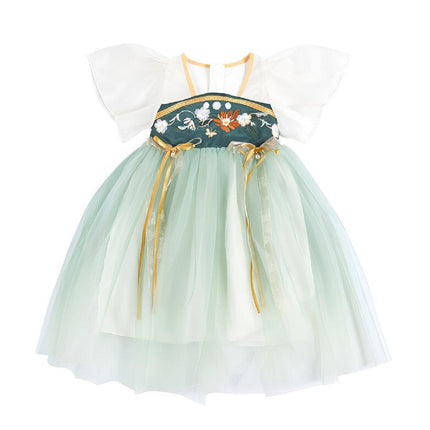 Girls Hanfu Chinese Style Princess Dress Green Traditional For Girl Clothing