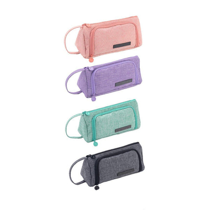 Large Capacity Student Canvas Pencil Case Pencil Bag Multi-functional Cute - Aimall