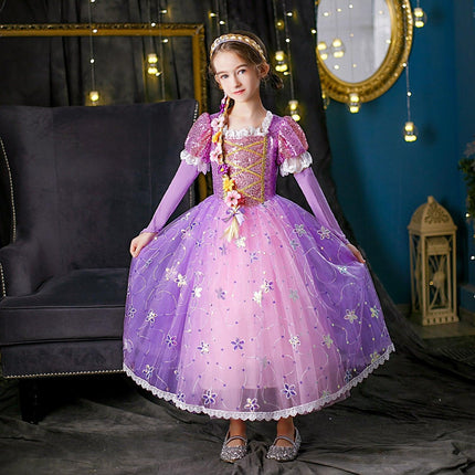 Long Hair Princess Dress Snow White Purple Dress AU - Aimall