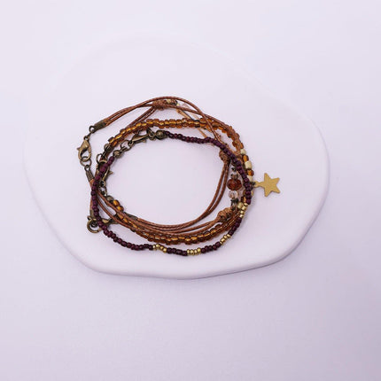 Coffee Coloured Vintage Braided Rope Beaded Bracelet Ethnic Style Jewelry