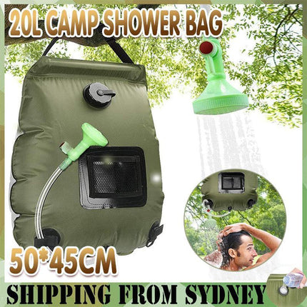 20L Camp Shower Bag Solar Heat Water Pipe Portable - Aimall