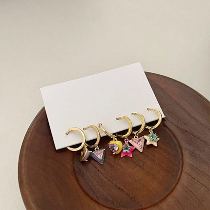 Colourful Geometric Earrings Glazed Zircon Fashion Dangle Sweet Jewelry