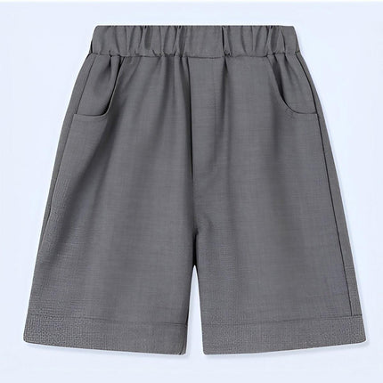 Grey Kids Boys Summer Shorts Casual Sport Elastic Waist Pants Breathable Cotton - Aimall