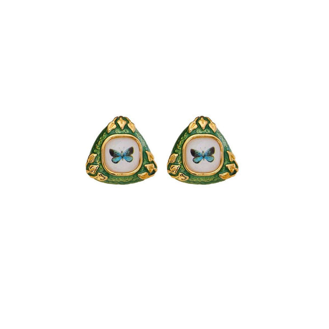 Chinese Green Butterfly Earrings Elegant Fashion Jewelry for Women Gift