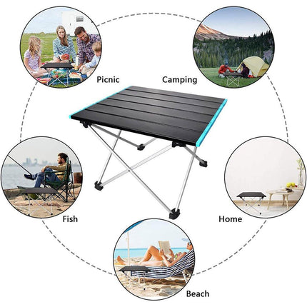 Portable Black Folding Table for Camping Trip BBQ Outdoor Picnic Stall Table