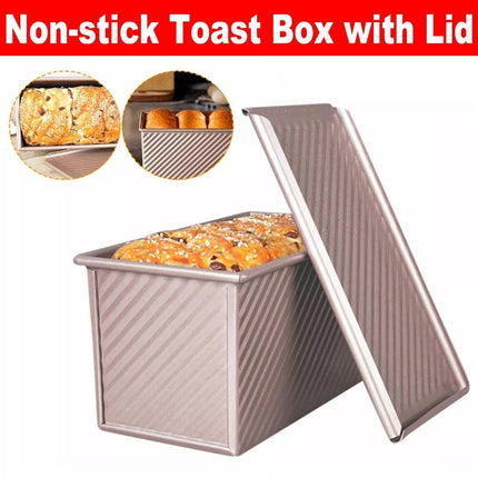 Golden Toast Bread Box with Lid Non Stick Baking Mould for Oven Kitchen Tools