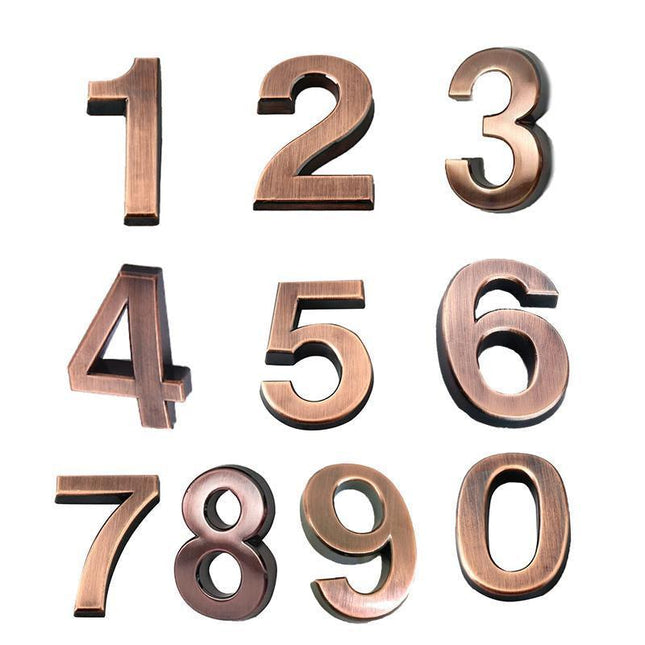 Bronze number sticker for indoor use