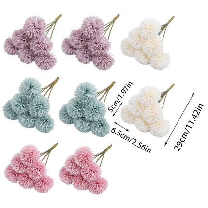 12pcs Artificial Dandelion Fake Flower Simulation Arrangement Desktop Decoration