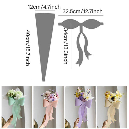 10pcs Fresh Flower Bouquet Packaging with Colourful Bows and Flower Gift Box