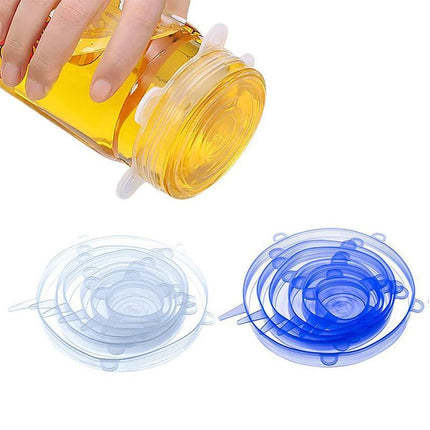 6PCS Stretch Reusable Silicone Food Saver Cover Seal Insta Lids Bowl Wraps - Aimall