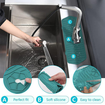 M Size Silicone Faucet Mat Kitchen Protector Faucet Absorbent Mat Sink Splash Guard - Aimall