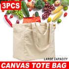 3pcs Casual Shoulder Bag Large Capacity Canvas Tote Bag for Shopping Life Use