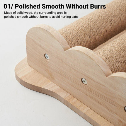 2Style Wood Wall-Mounted Natural Sisal Rope Cat Scratching Claw Grinding Pet Toy