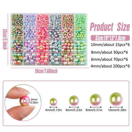 1890PCS Mermaid Faded Colour Perforated Pearl DIY Craft Set Jewelry Making