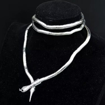 Adjustable Punk Snake Choker Necklace & Flexible Wrap Bracelet Collar Setllar - Aimall