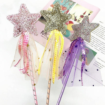 4pcs Sequin Fairy Wand Magic Pentagram Wand for Girls Party Favor Set