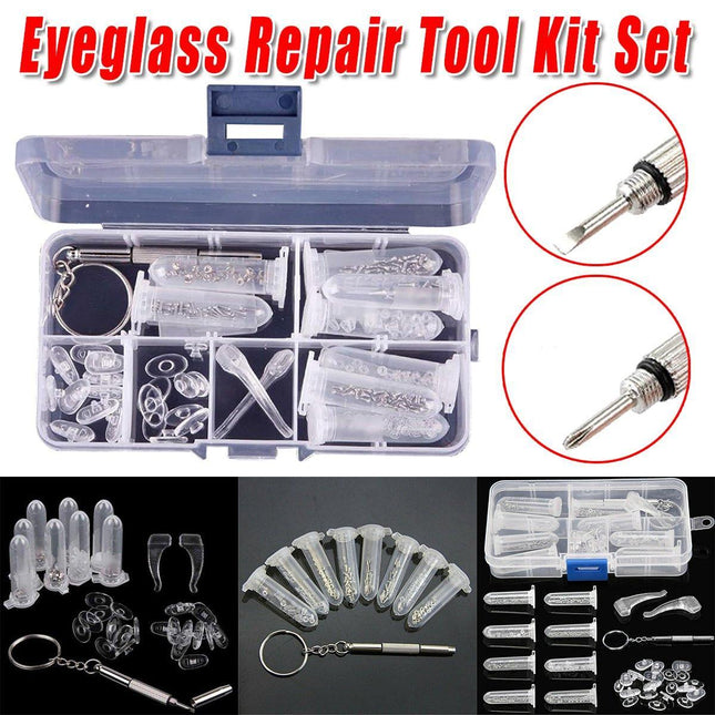 Eyeglasses Repair Kit Box Screws Silicone Nose Pads Bracket Glasses Accessories