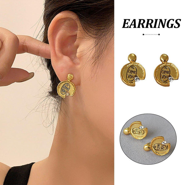 Irregular Lace Stud Earrings Unique Design Missing Corners Stylish Jewelry