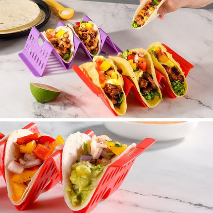 7 x Plastic Taco Holder Tray Wavy Triangle Tortilla Rack Perforated Baking Stand