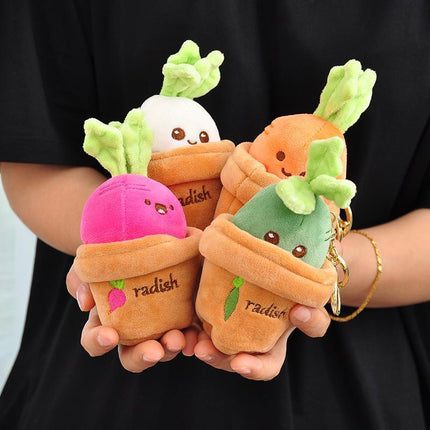 Lifelike Plants Potted Radish Stuffed Plush Toys Cartoon Plants kid keychain - Aimall